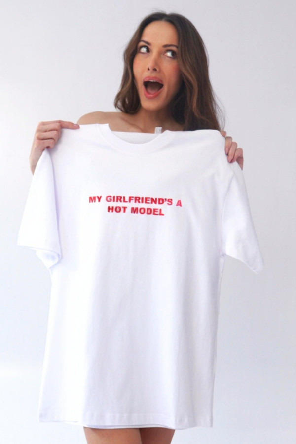T-shirt bawełniany oversize HOT MODEL - biały 1