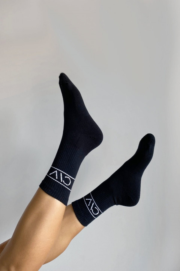 Skarpetki długie z logo CHIARA WEAR PASKI - czarny 2