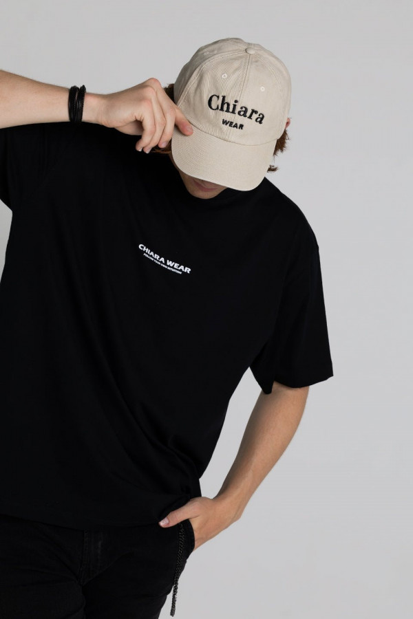 T-shirt bawełna z recyklingu oversize OFFLINE nadruk biały - czarny 1