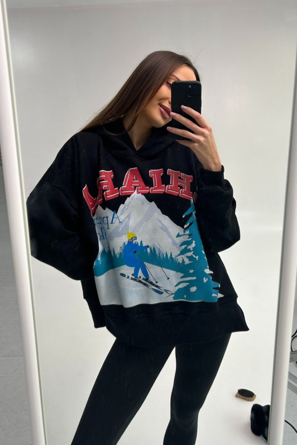 Bluza damska kaptur APRES SKI - czarny 2
