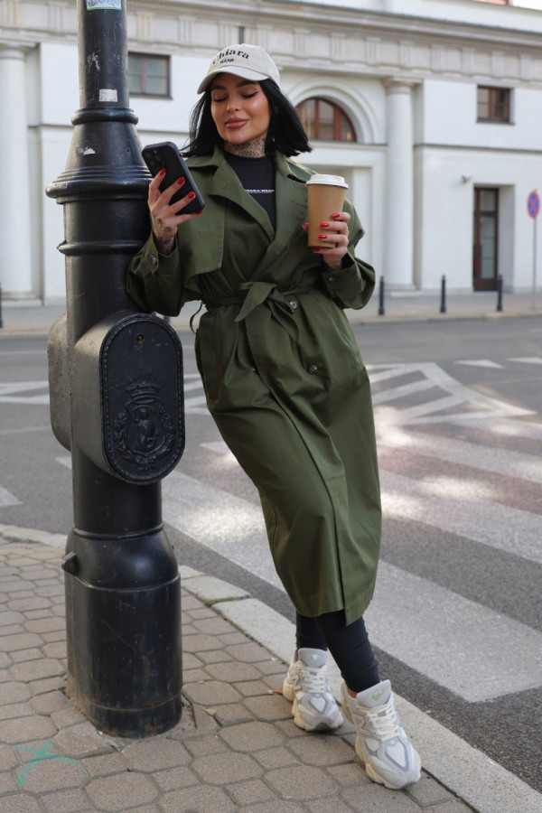 Płaszcz trencz - khaki 1