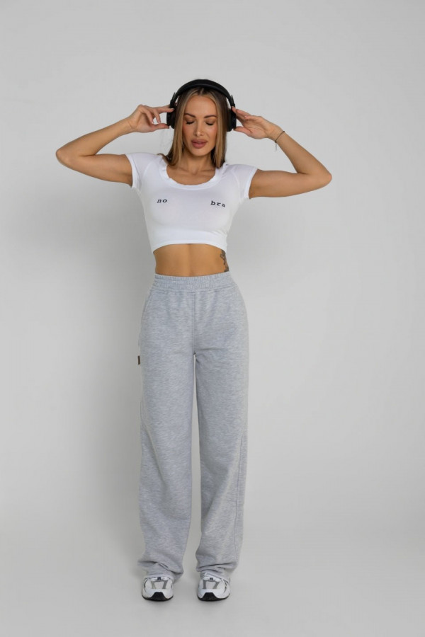 T-shirt krótki RIB nadruk NO BRA - biały 5