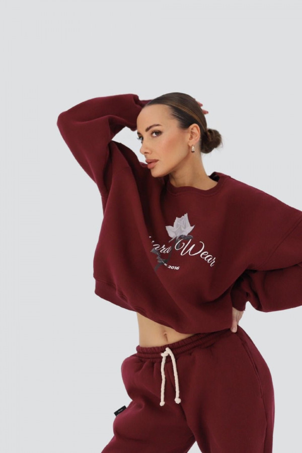Bluza damska oversize ROSE - bordowy 6