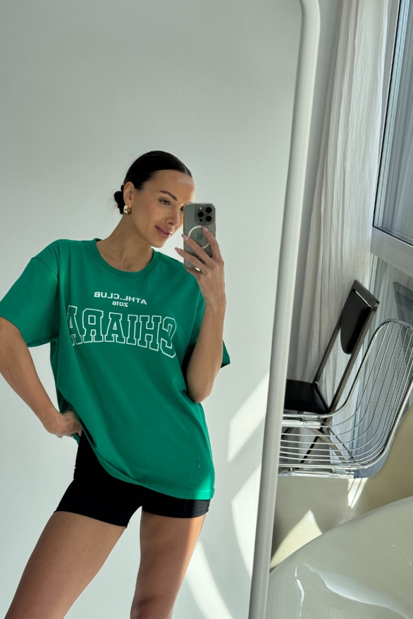 T-shirt bawełniany oversize CHIARA - zielony 6
