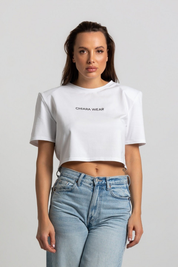 T-shirt krótki CROP TOP - biały 5