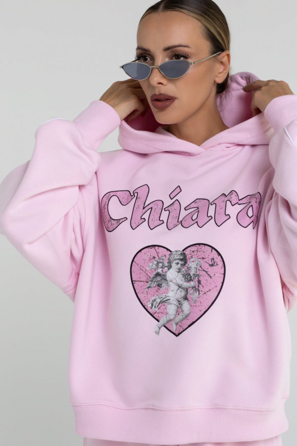 Bluza damska hoodie z bizą ANGEL - różowy