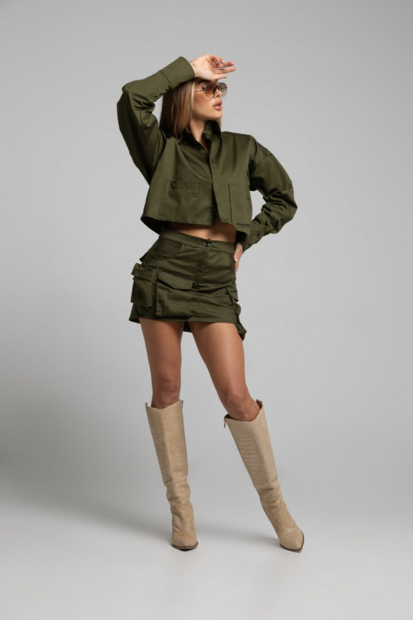 Spódniczka mini CARGO nadruk CHIARA - khaki 2