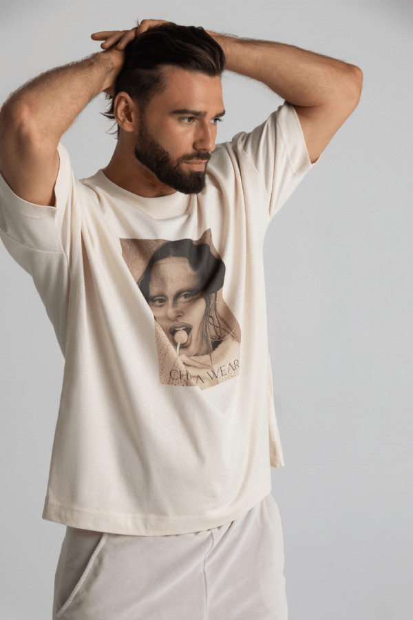 T-shirt męski oversize MONALISA - natural 1
