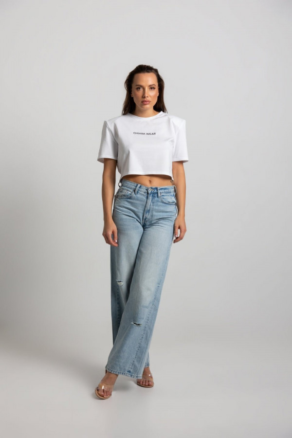 T-shirt krótki CROP TOP - biały 3