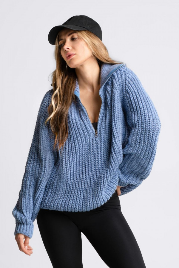 Sweter WARM na zamek - błękitny 3