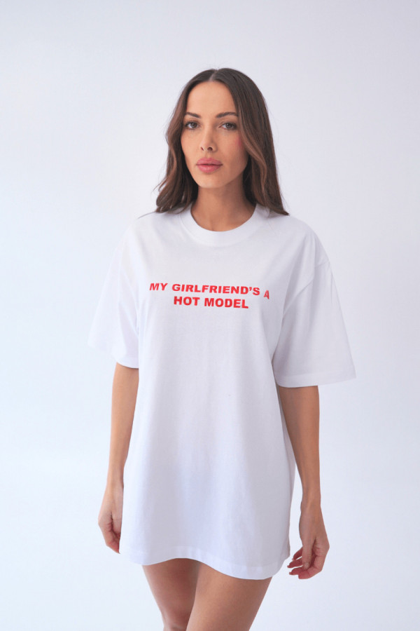 T-shirt bawełniany oversize HOT MODEL - biały