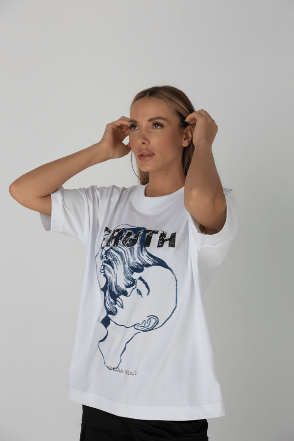 T-shirt damski oversize TRUTH - biały 4