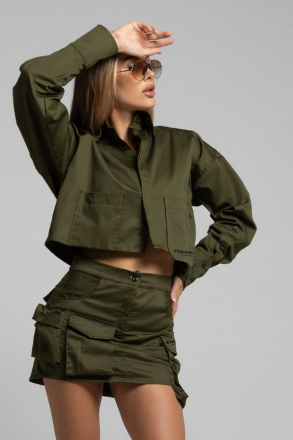 Spódniczka mini CARGO nadruk CHIARA - khaki 3