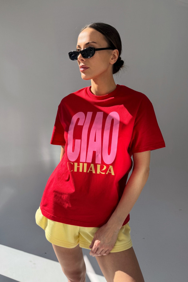 T-shirt bawełniany oversize CIAO - czerwony 1