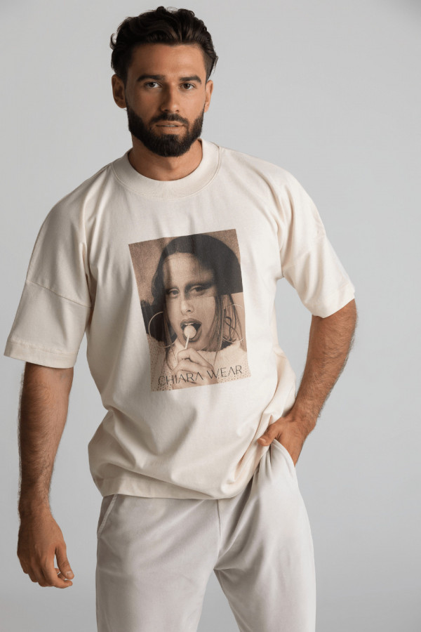 T-shirt męski oversize MONALISA - natural