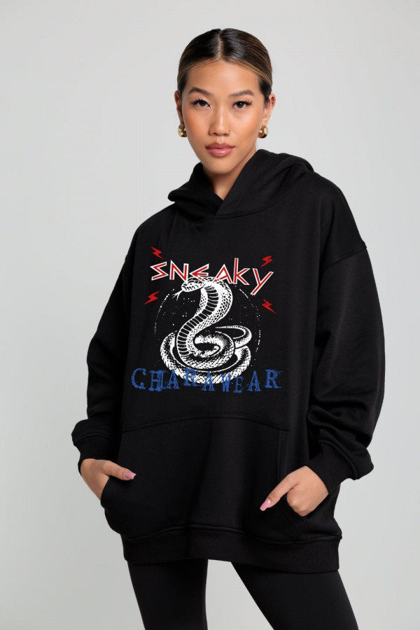 Bluza damska hoodie SNEAKY - czarny