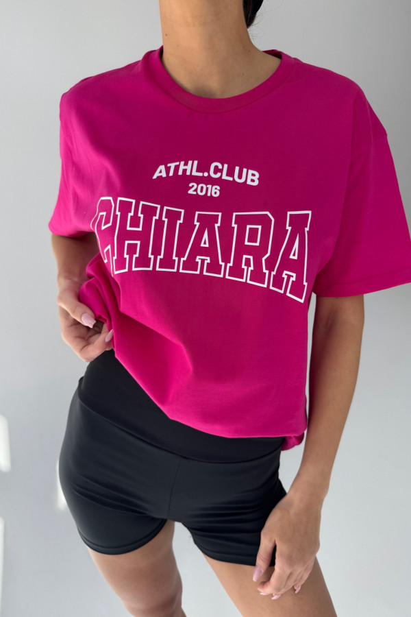 T-shirt bawełniany oversize CHIARA - fuksja
