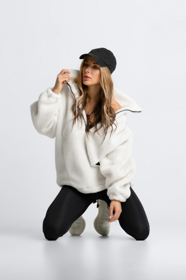 Bluza sherpa ze sztucznego baranka TEDDY - biała 5