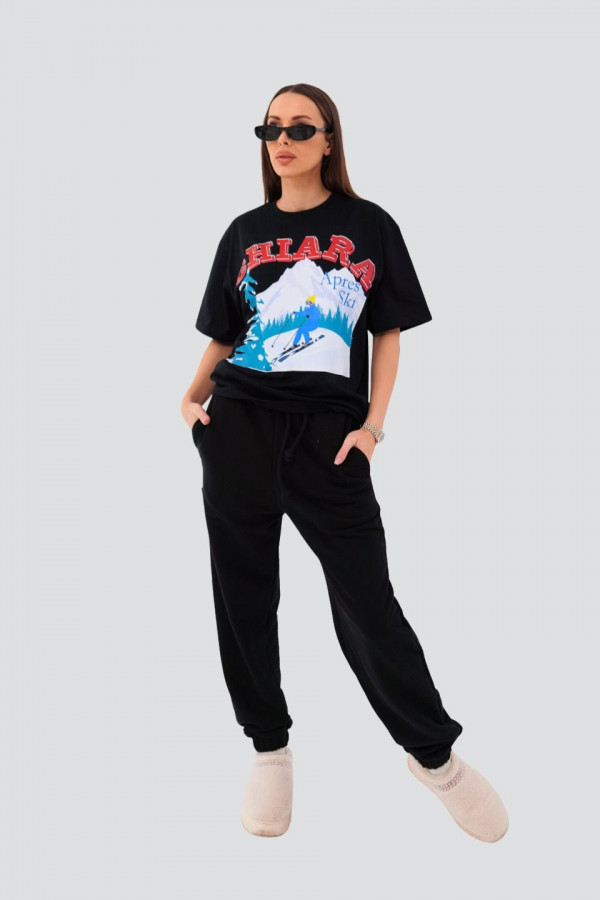 T-shirt bawełniany oversize APRES SKI - czarny 1