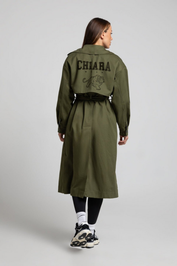 Płaszcz trencz nadruk CHIARA - khaki