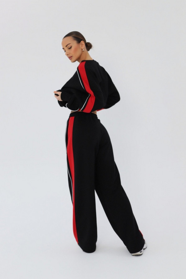 Bluza damska oversize z lampasem haft CHIARA - czarny 6