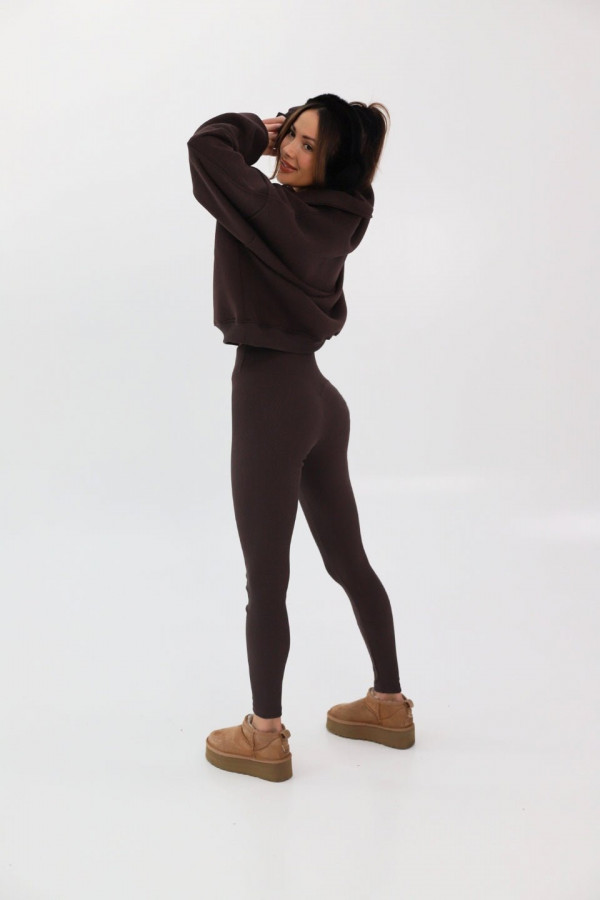 Legginsy push-up w prążek - brązowy 3