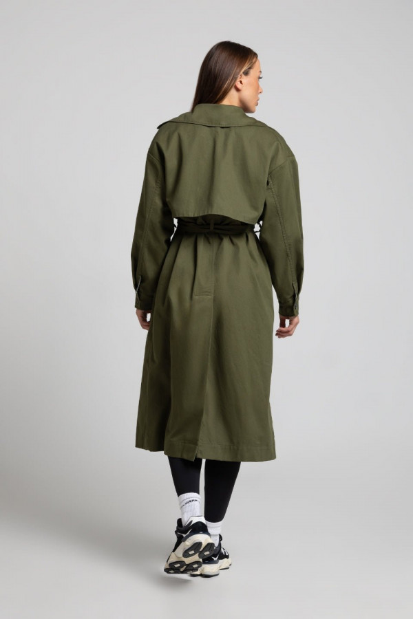 Płaszcz trencz - khaki 5