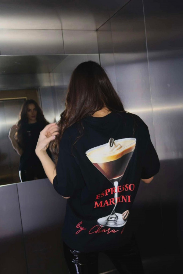 T-shirt bawełniany oversize ESPRESSO MARTINI - czarny