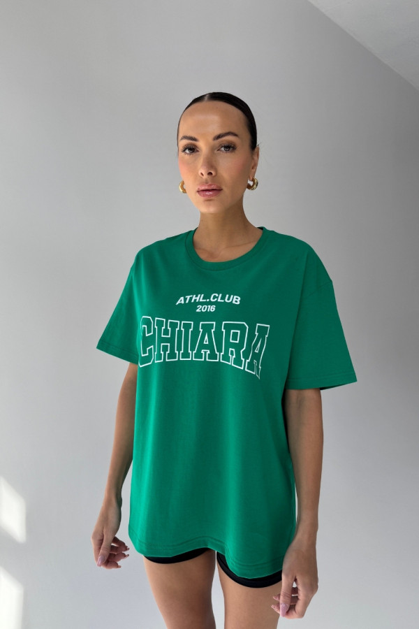 T-shirt bawełniany oversize CHIARA - zielony 4