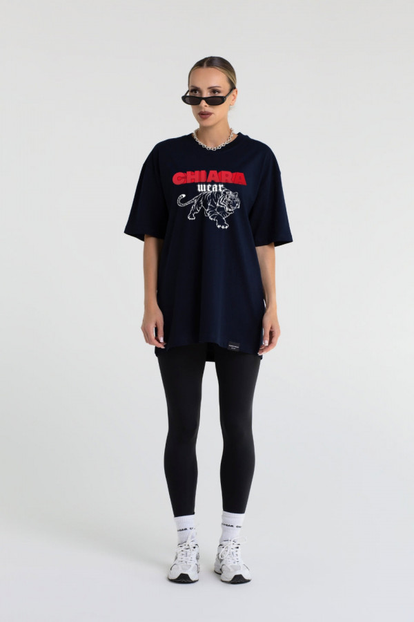 T-shirt bawełniany oversize TIGER - granatowy 3