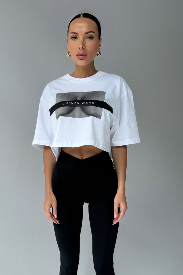 T-shirt crop top FREE BOOBIES - biały 3