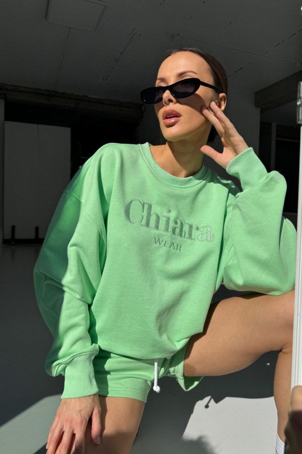 Bluza damska oversize HAFT CHIARA - pistacja