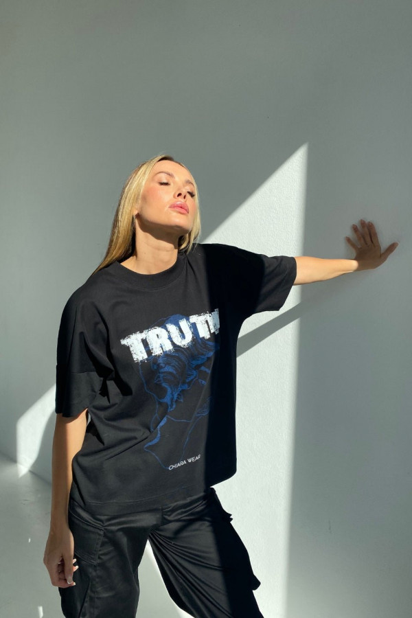 T-shirt damski oversize TRUTH - czarny 1