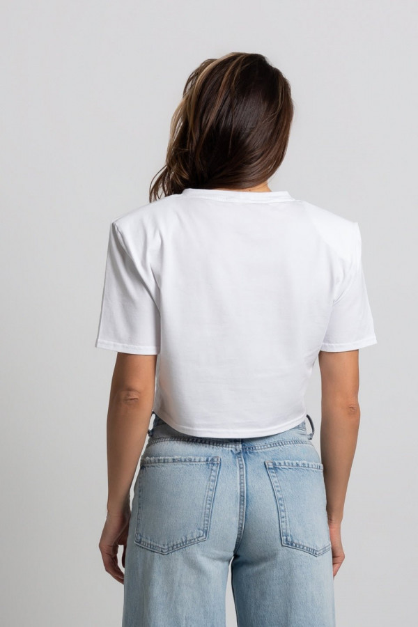 T-shirt krótki CROP TOP - biały 2