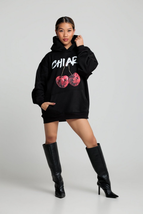 Bluza damska hoodie CHERRY - czarny 5