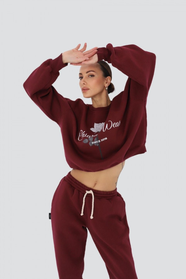 Bluza damska oversize ROSE - bordowy 4