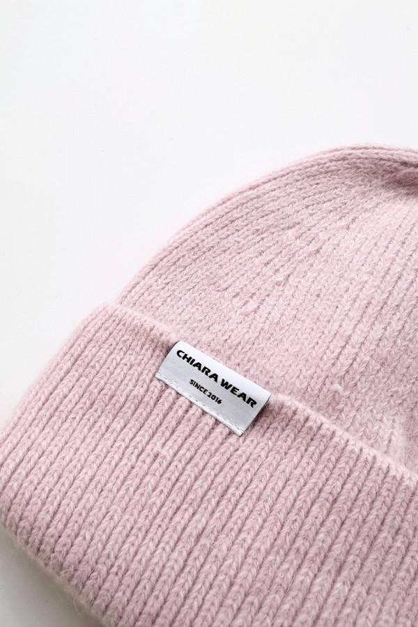 Czapka wełniana BEANIE - pudrowy róż 2