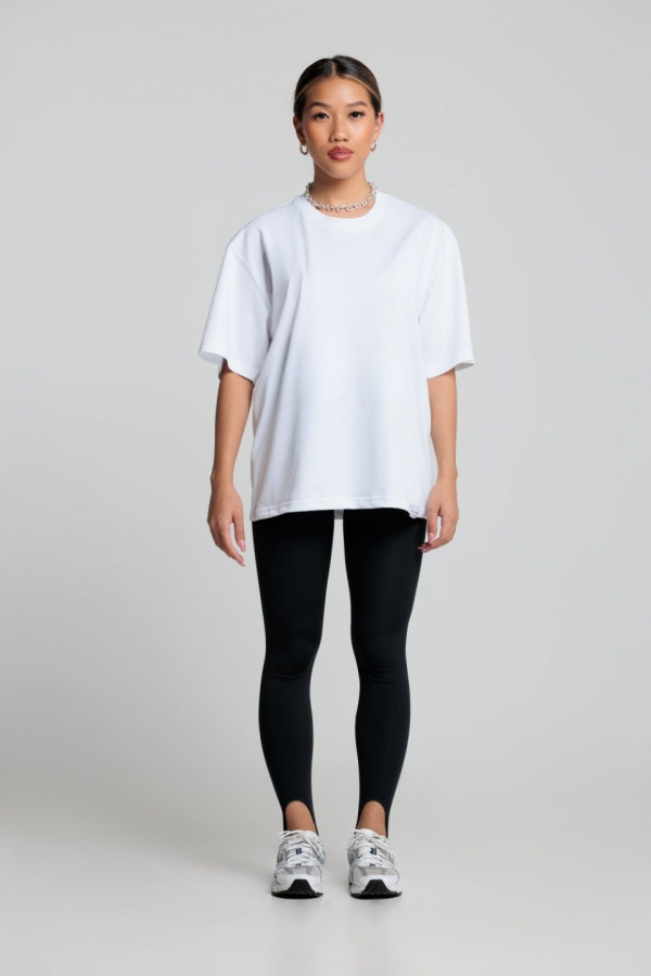 T-shirt damski bawełna z recyklingu oversize - biały 1