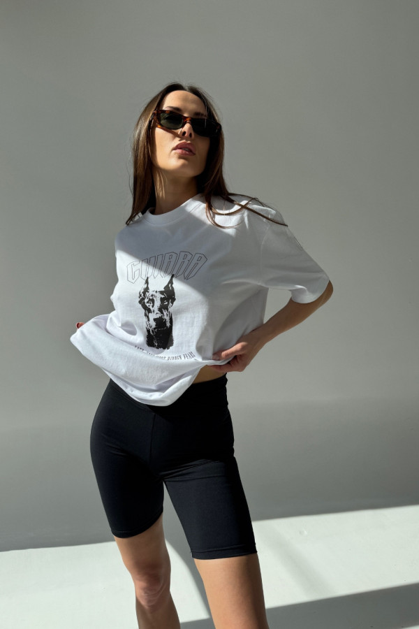 T-shirt bawełniany oversize DOBERMAN - biały 2