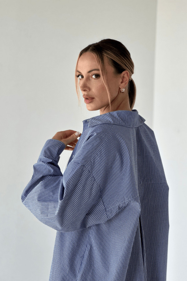 Koszula damska PAJAMAS - niebieski w paski 5
