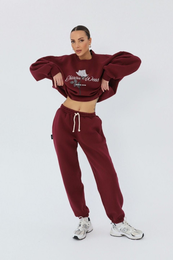 Bluza damska oversize ROSE - bordowy 3