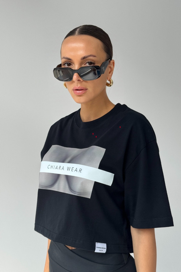 T-shirt crop top FREE BOOBIES - czarny 4