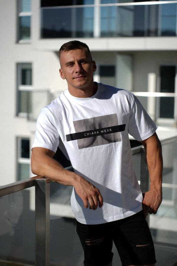 T-shirt bawełna z recyklingu oversize FREE BOOBIES męski - biały 4