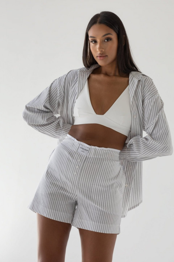 Koszula damska PAJAMAS - biały w paski 3