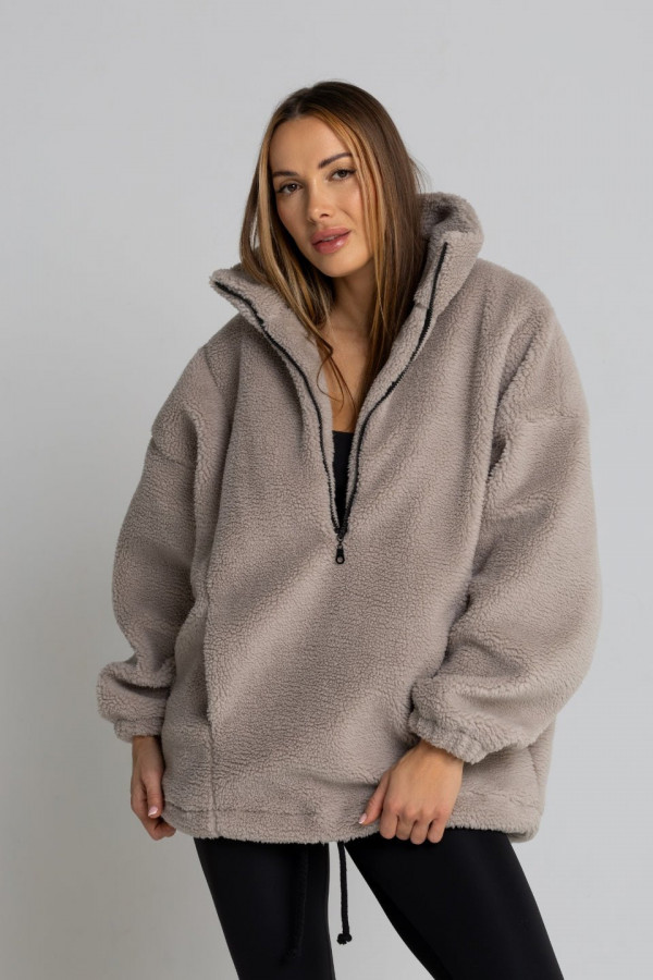 Bluza sherpa ze sztucznego baranka TEDDY - szary 1
