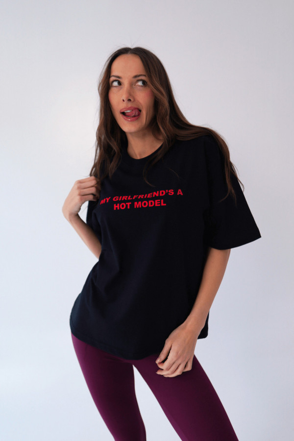 T-shirt bawełniany oversize HOT MODEL - czarny 1