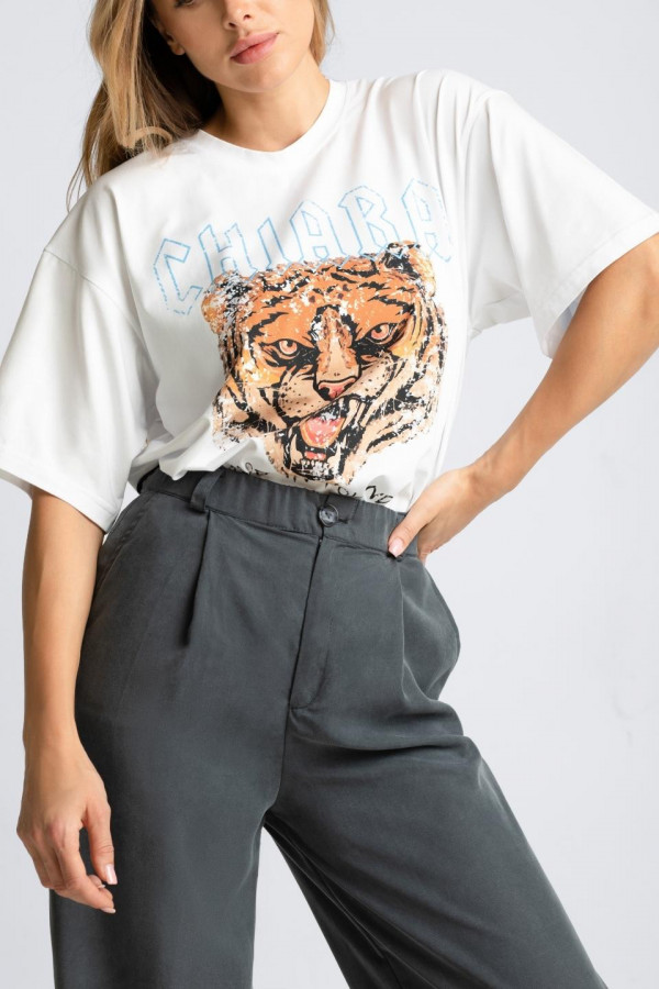 T-shirt oversize ROAR - biały 5