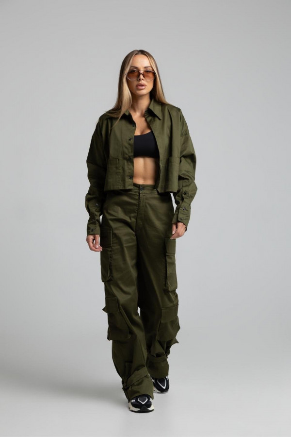 Krótka koszula wierzchnia CARGO - khaki 5