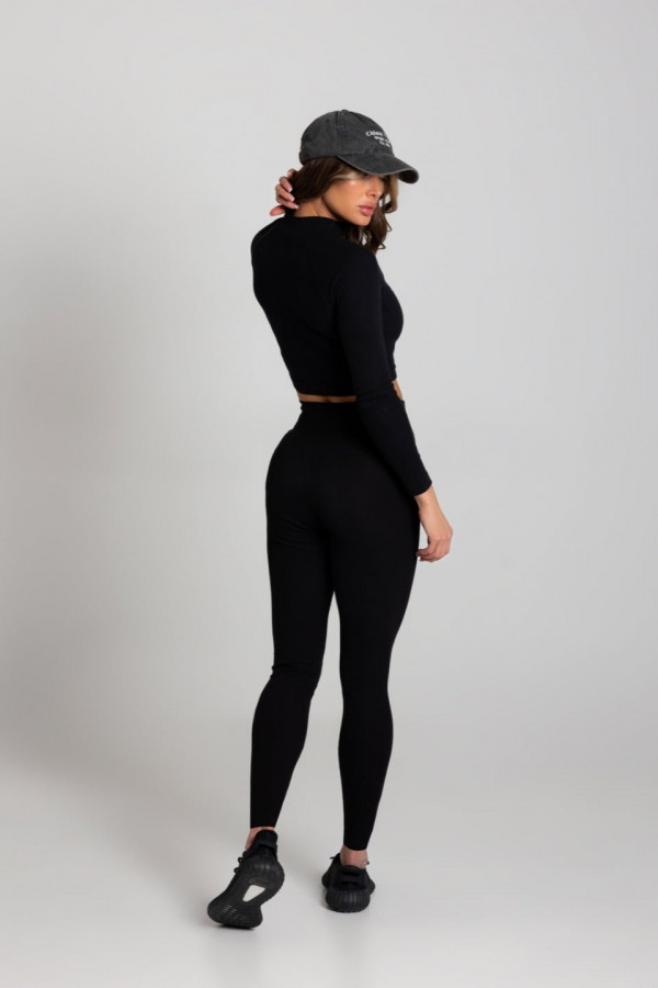 Legginsy push-up prążek - czarny 5