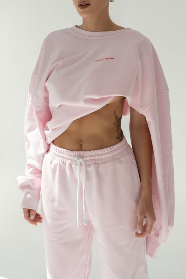 Bluza damska oversize z bizą SELFLOVE - różowy 1